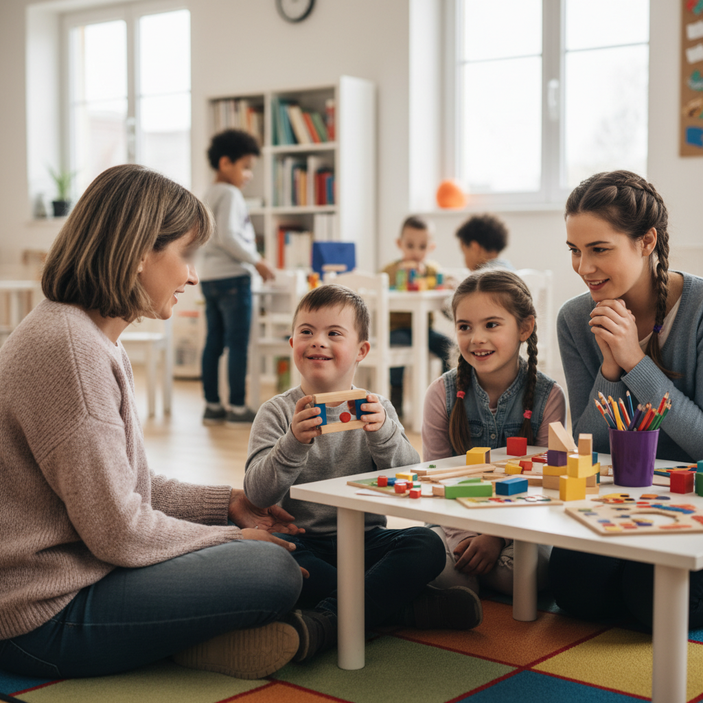 Illustration réaliste sur L'éducateur spécialisé, un soutien essentiel pour les enfants et familles en difficulté