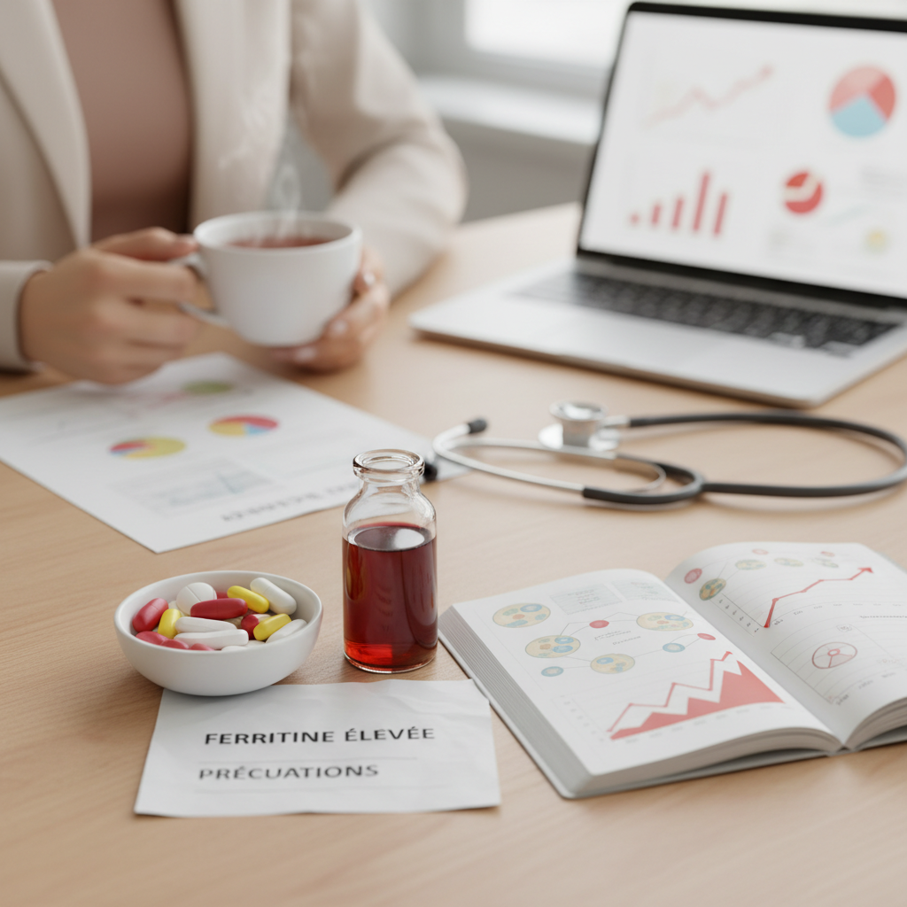 Illustration réaliste sur Ferritine élevée : explications et précautions pour votre santé