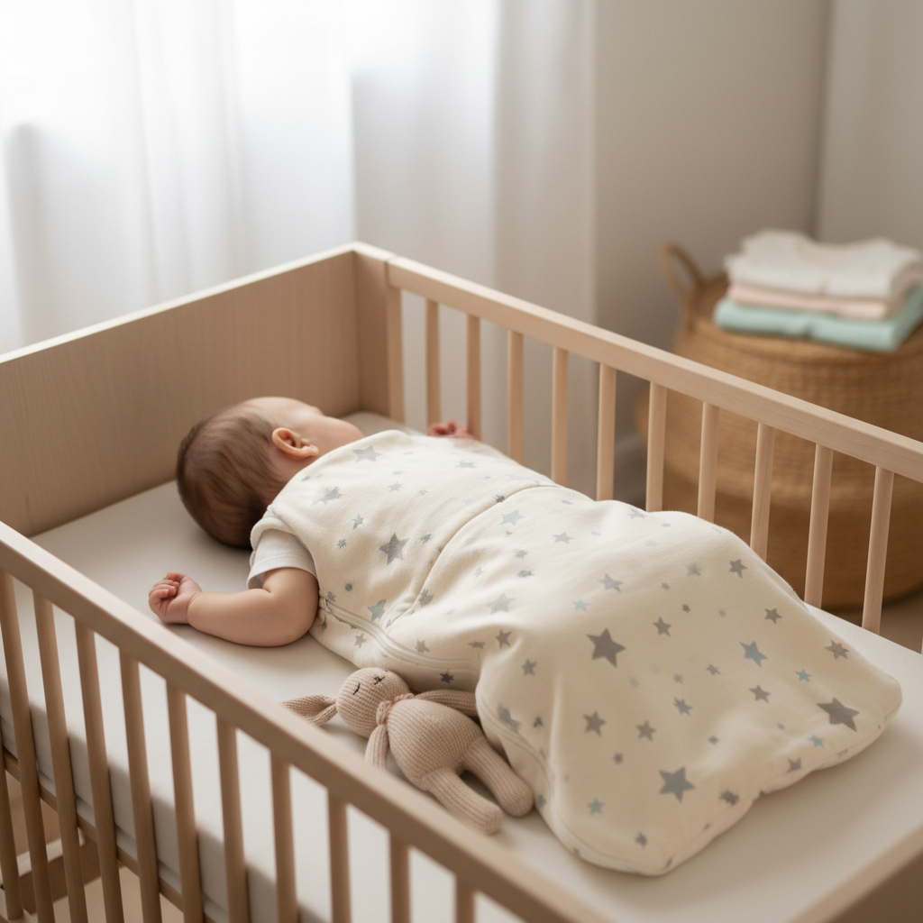 Illustration réaliste sur La gigoteuse bébé : l’accessoire indispensable pour un sommeil serein